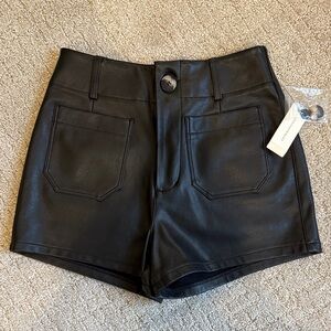 Anthropologie Black Faux Leather Shorts